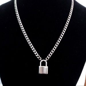Sterling Curb Chain Lock Necklace